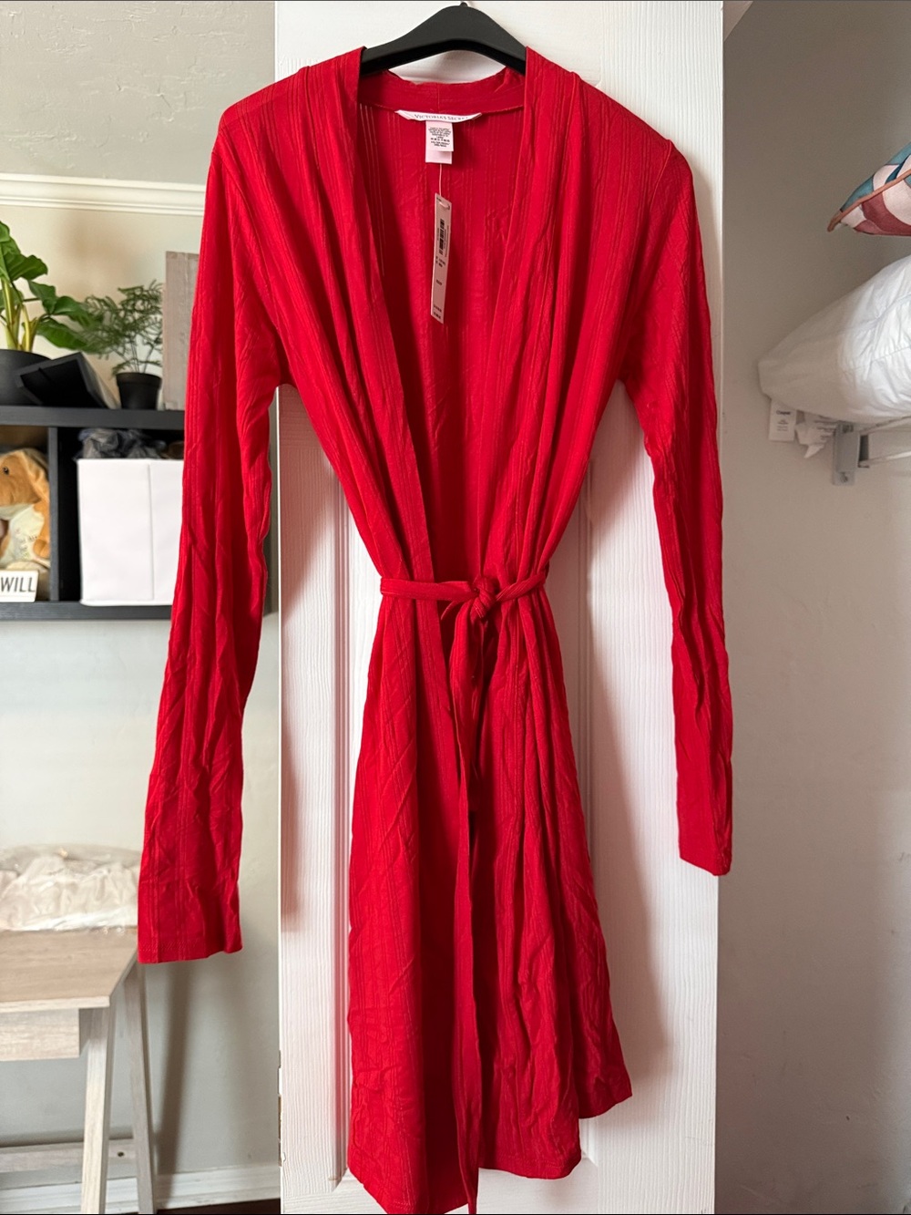 Victoria’s Secret so soft MODAL red ribbed cotton robe XS NWT